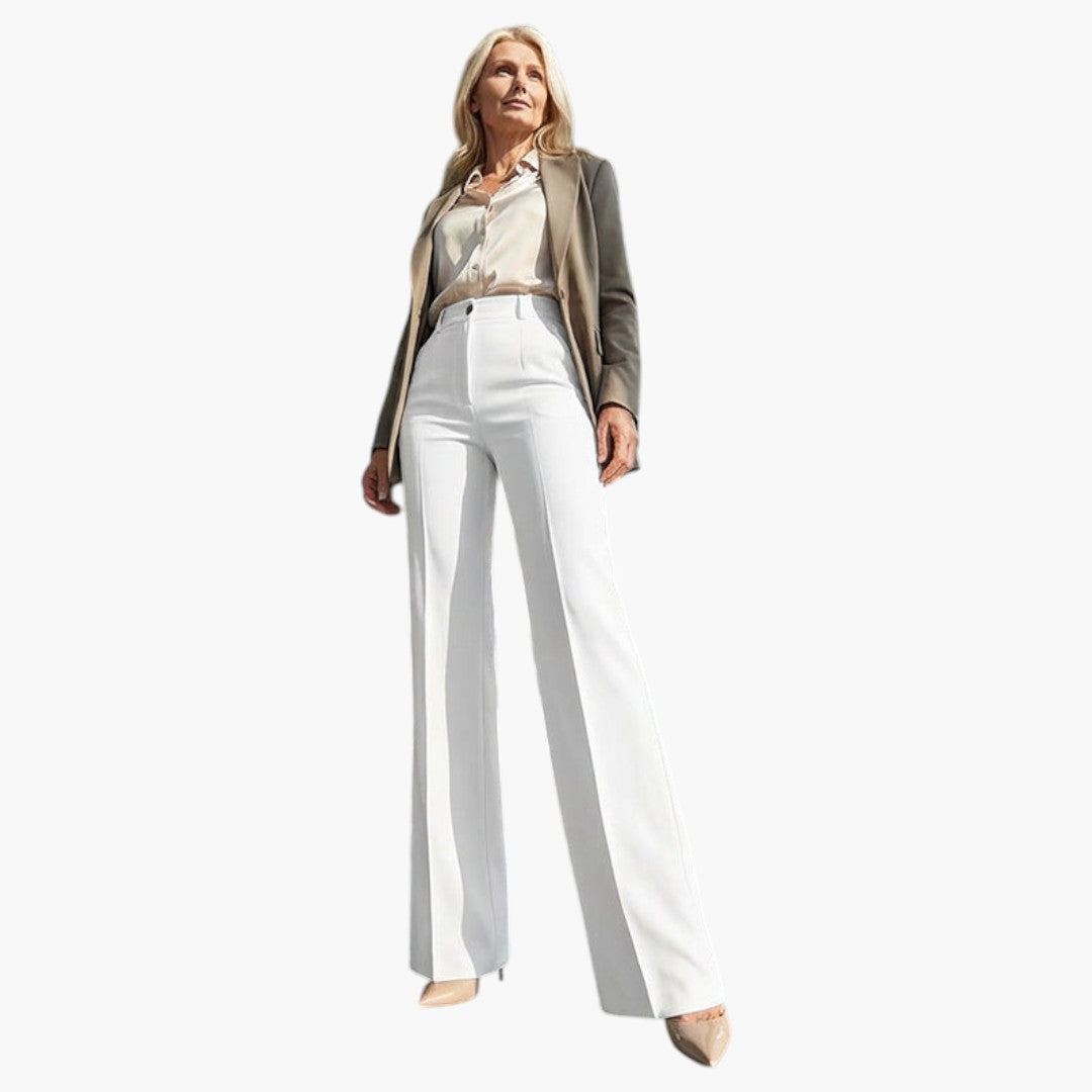 Damen-Hose mit hohem, elastischem Bund und geradem Schnitt
