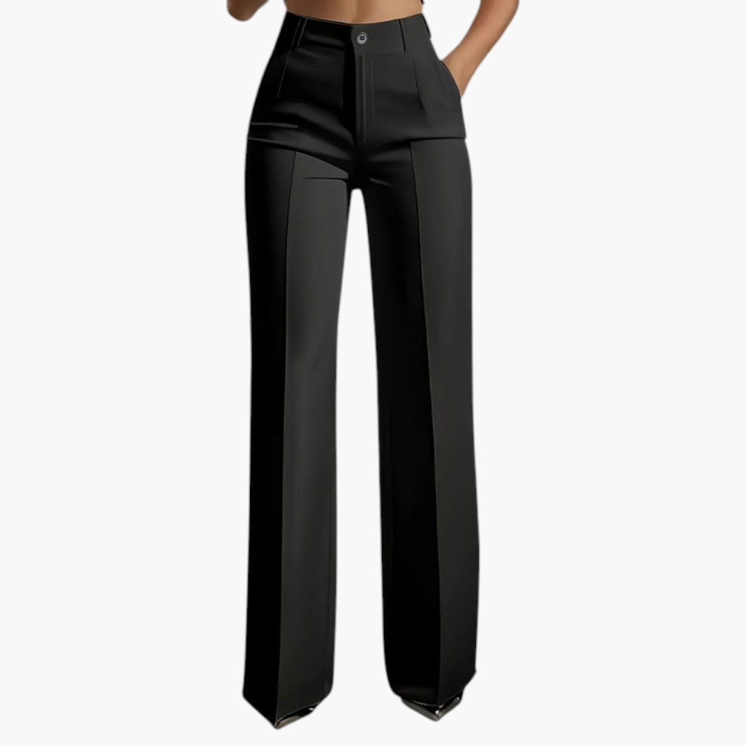 Damen-Hose mit hohem, elastischem Bund und geradem Schnitt