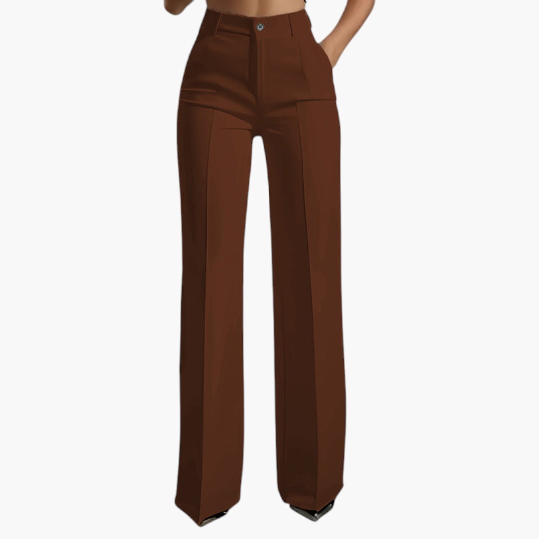 Damen-Hose mit hohem, elastischem Bund und geradem Schnitt