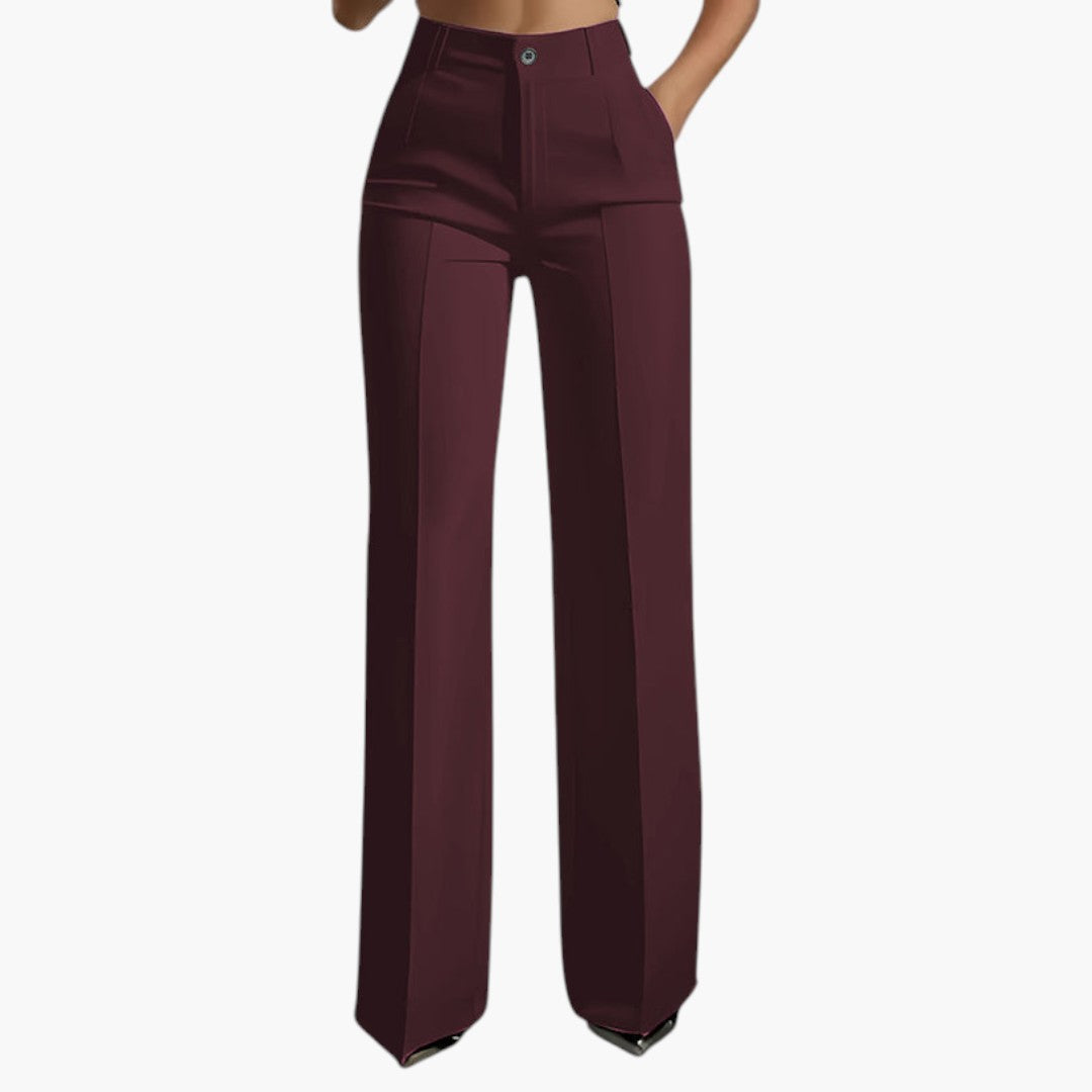 Damen-Hose mit hohem, elastischem Bund und geradem Schnitt