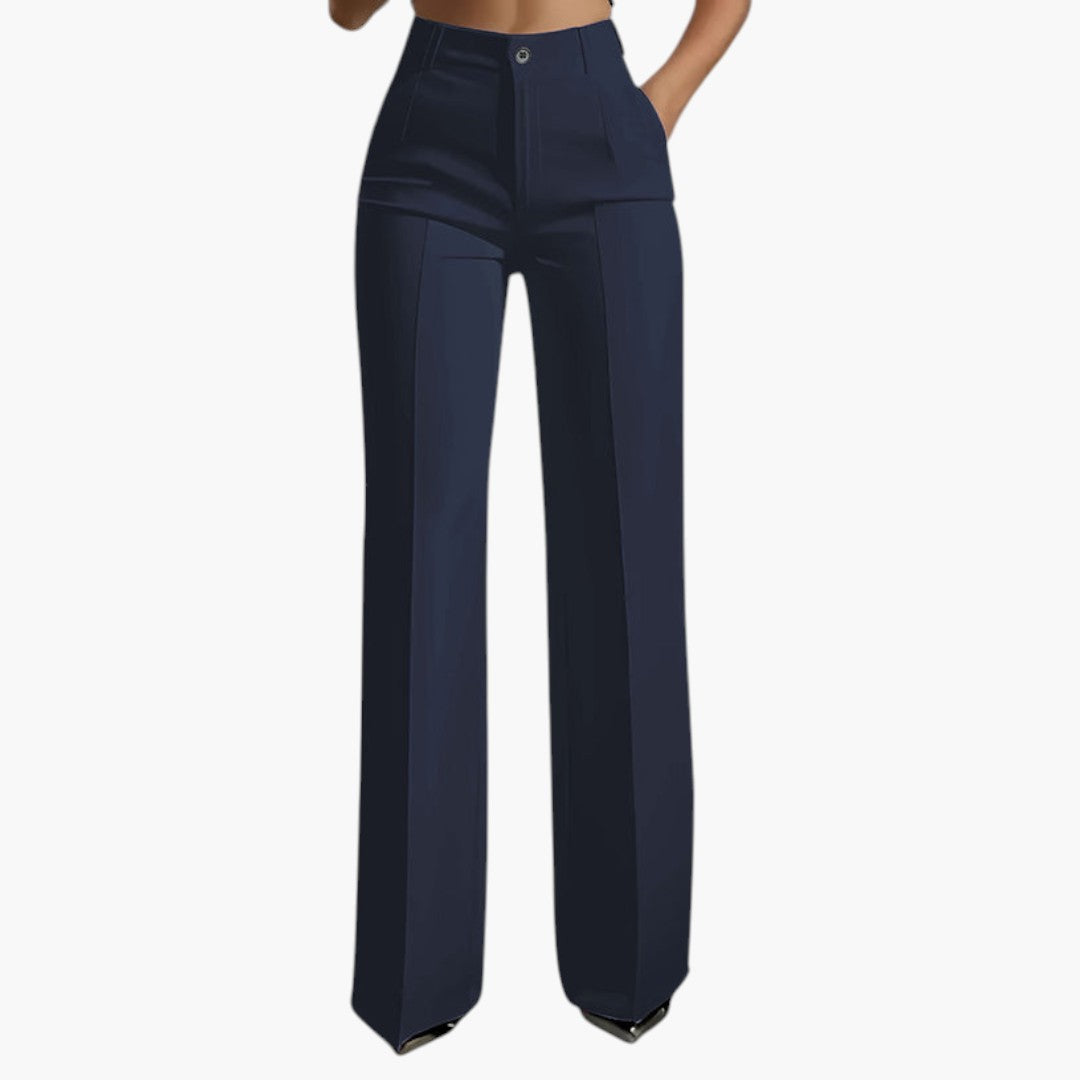 Damen-Hose mit hohem, elastischem Bund und geradem Schnitt
