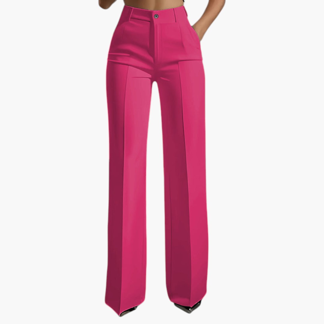 Damen-Hose mit hohem, elastischem Bund und geradem Schnitt