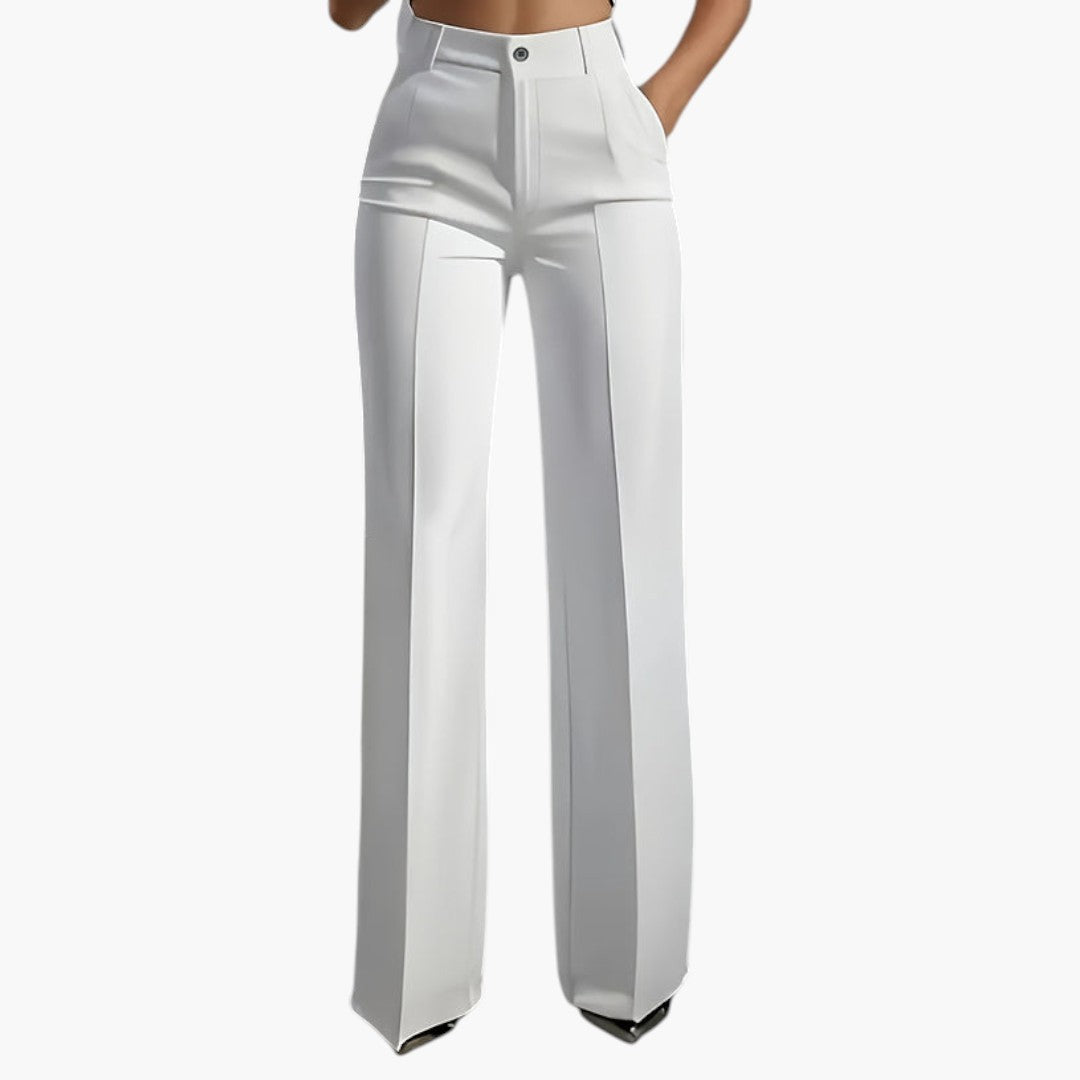Damen-Hose mit hohem, elastischem Bund und geradem Schnitt