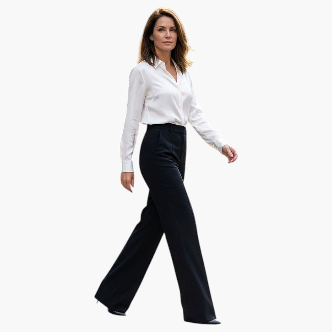 Damen-Hose mit hohem, elastischem Bund und geradem Schnitt