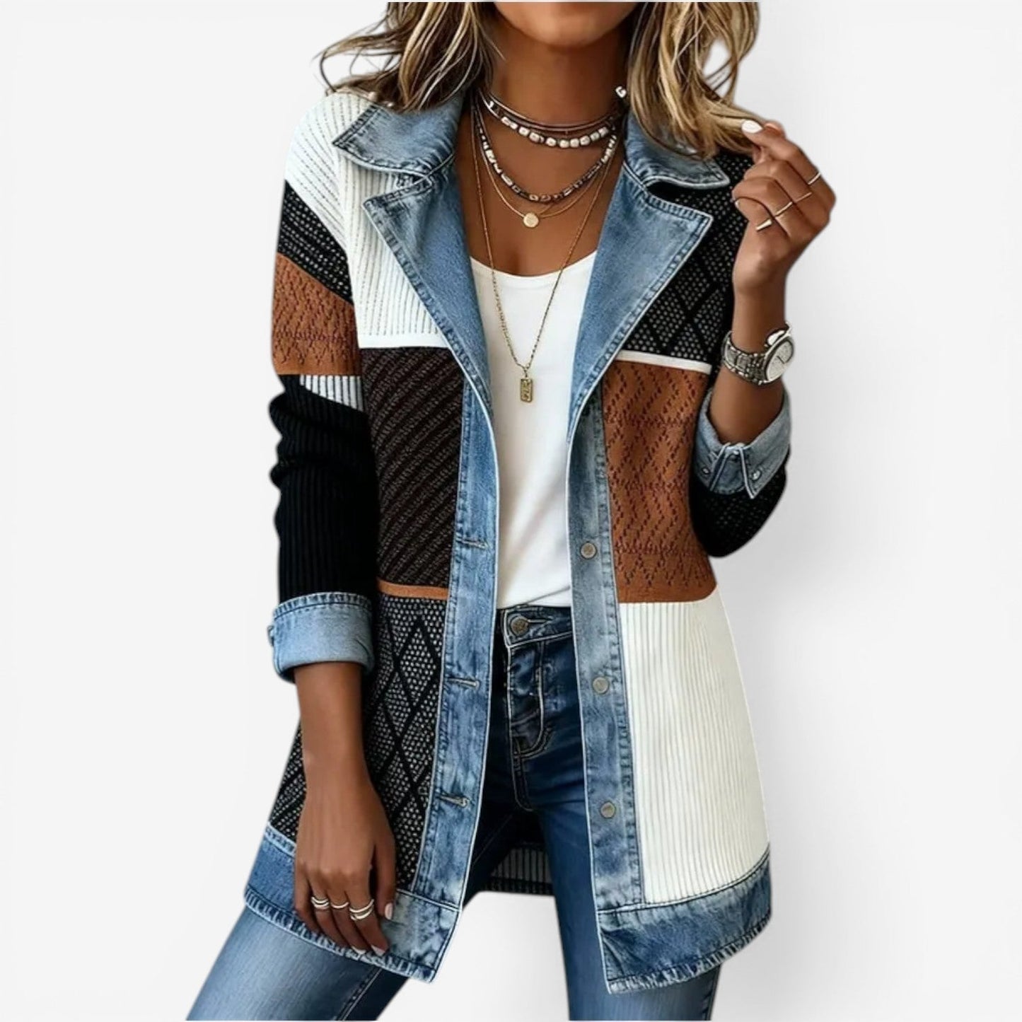 Damen-Hybrid-Jeansjacke