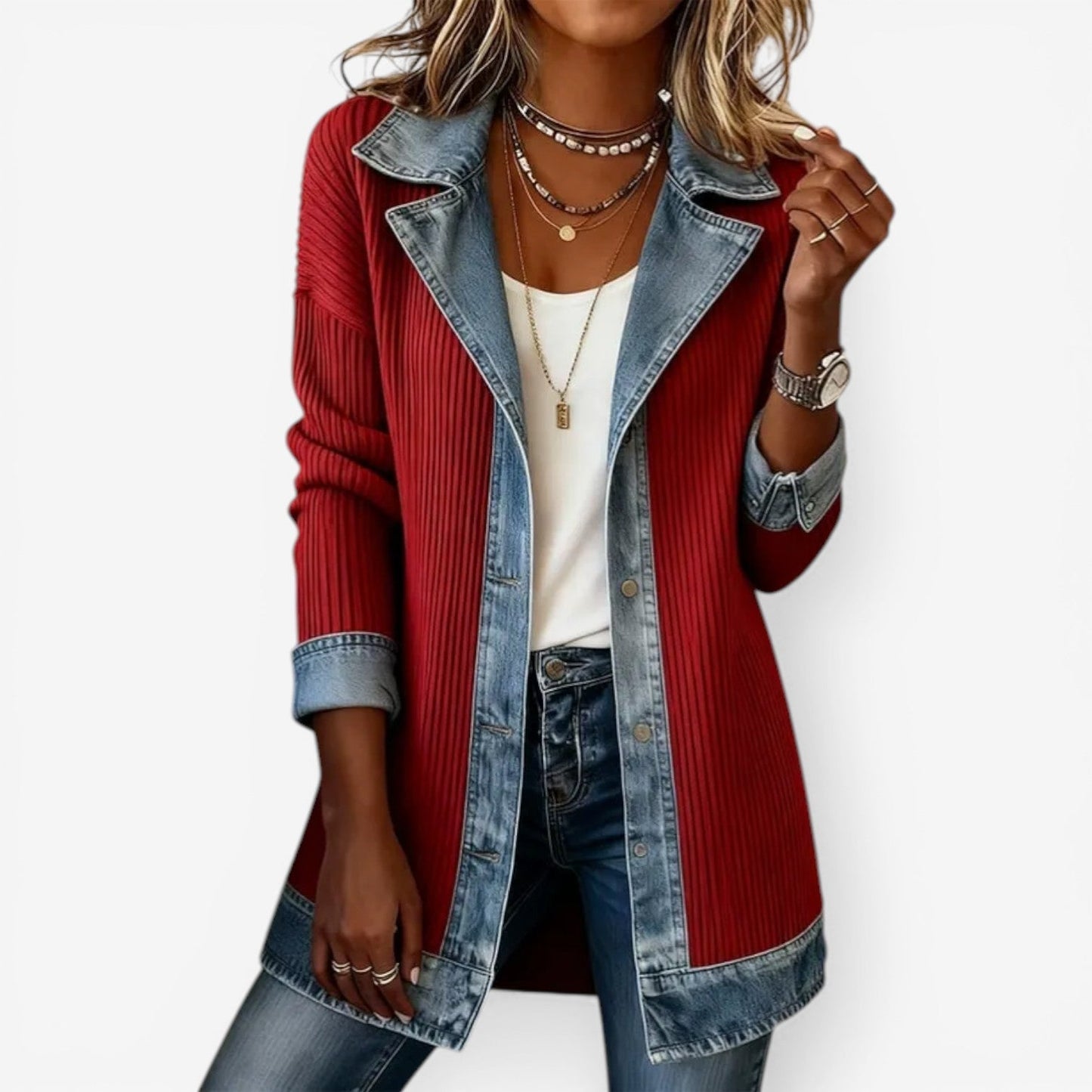 Damen-Hybrid-Jeansjacke