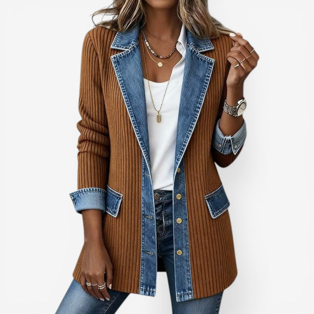 Damen-Hybrid-Jeansjacke