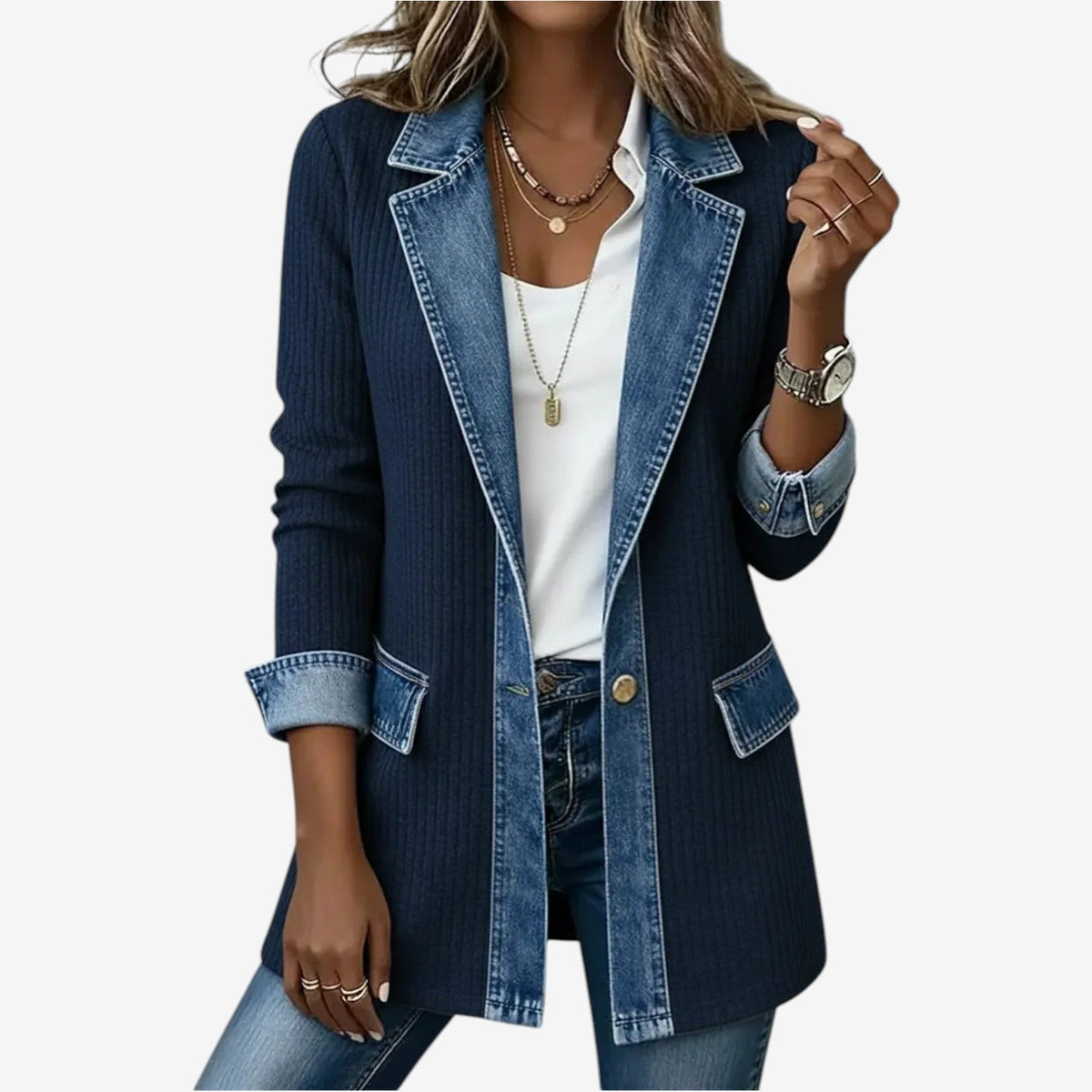 Damen-Hybrid-Jeansjacke