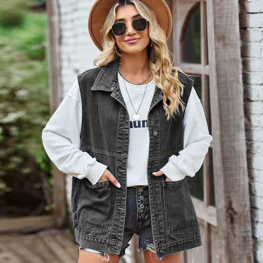 Damen-Jeansweste mit Taschen