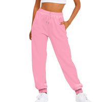 Damen-Jogginghose im Relaxed Fit mit hoher Taille, elastischem Bund, Kordelzug und Rippbündchen