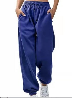 Damen-Jogginghose im Relaxed Fit mit hoher Taille, elastischem Bund, Kordelzug und Rippbündchen