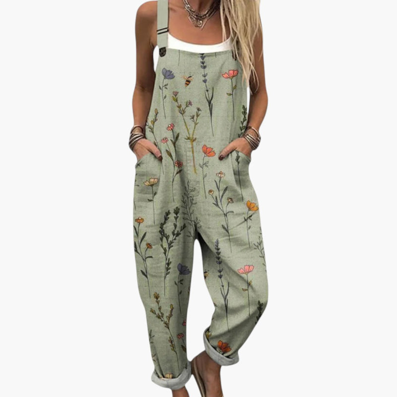 Damen-Jumpsuit mit bedruckter Oberfläche und weitem Bein