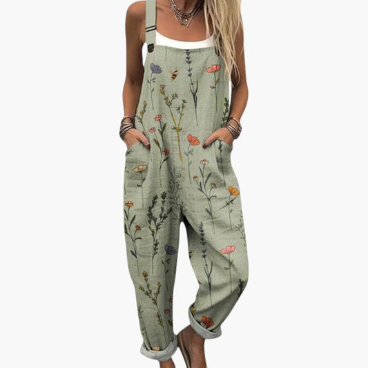 Damen-Jumpsuit mit bedruckter Oberfläche und weitem Bein