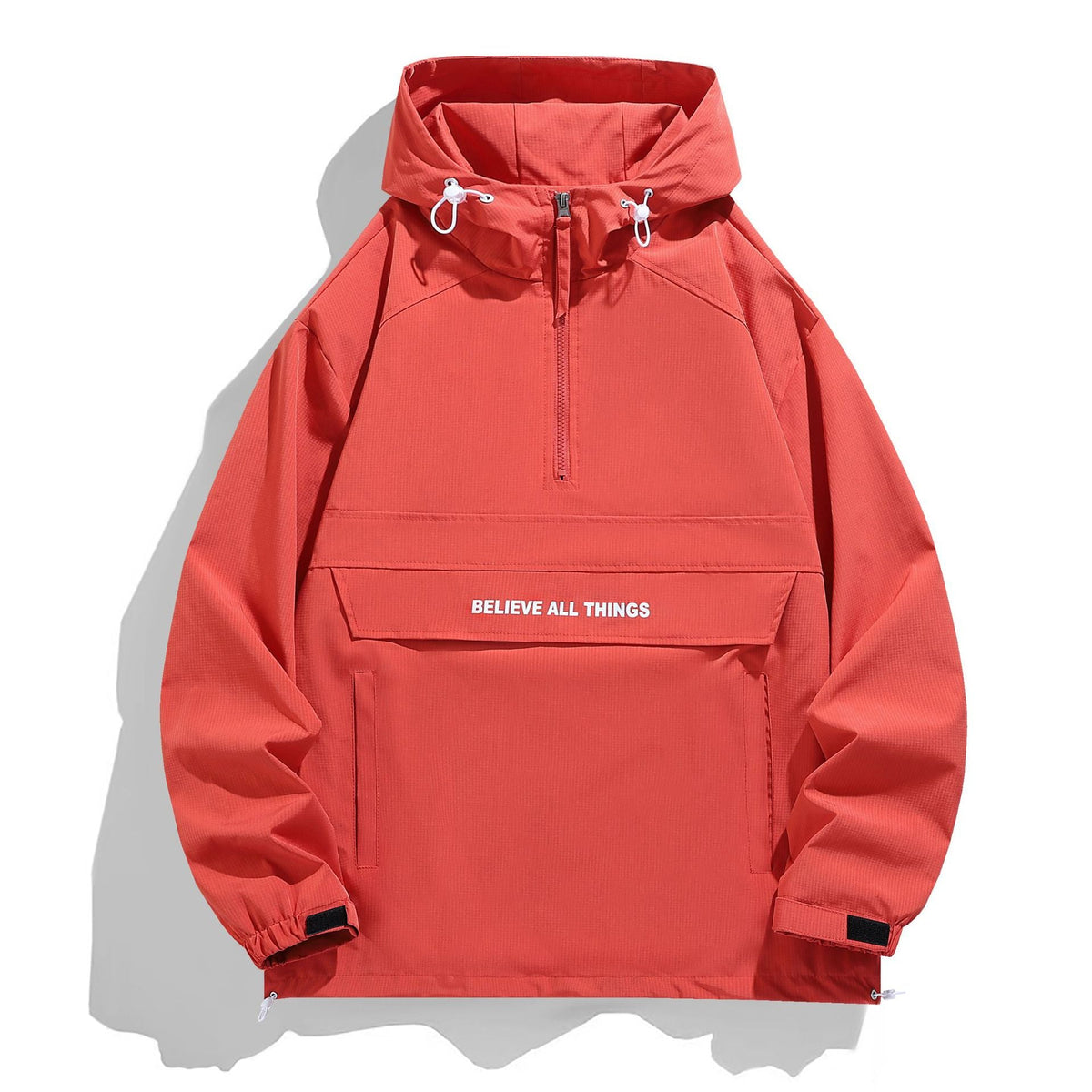 Damen-Kapuzenanorak mit halbem Reißverschluss, Kängurutasche und verstellbarem Saum