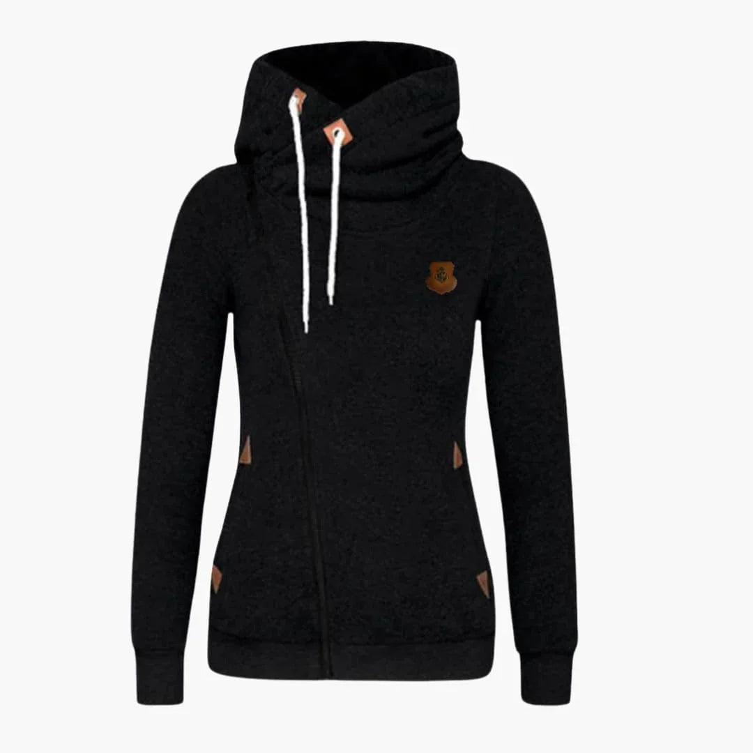 Damen-Kapuzenjacke mit Reißverschluss und Kordelzugkapuze