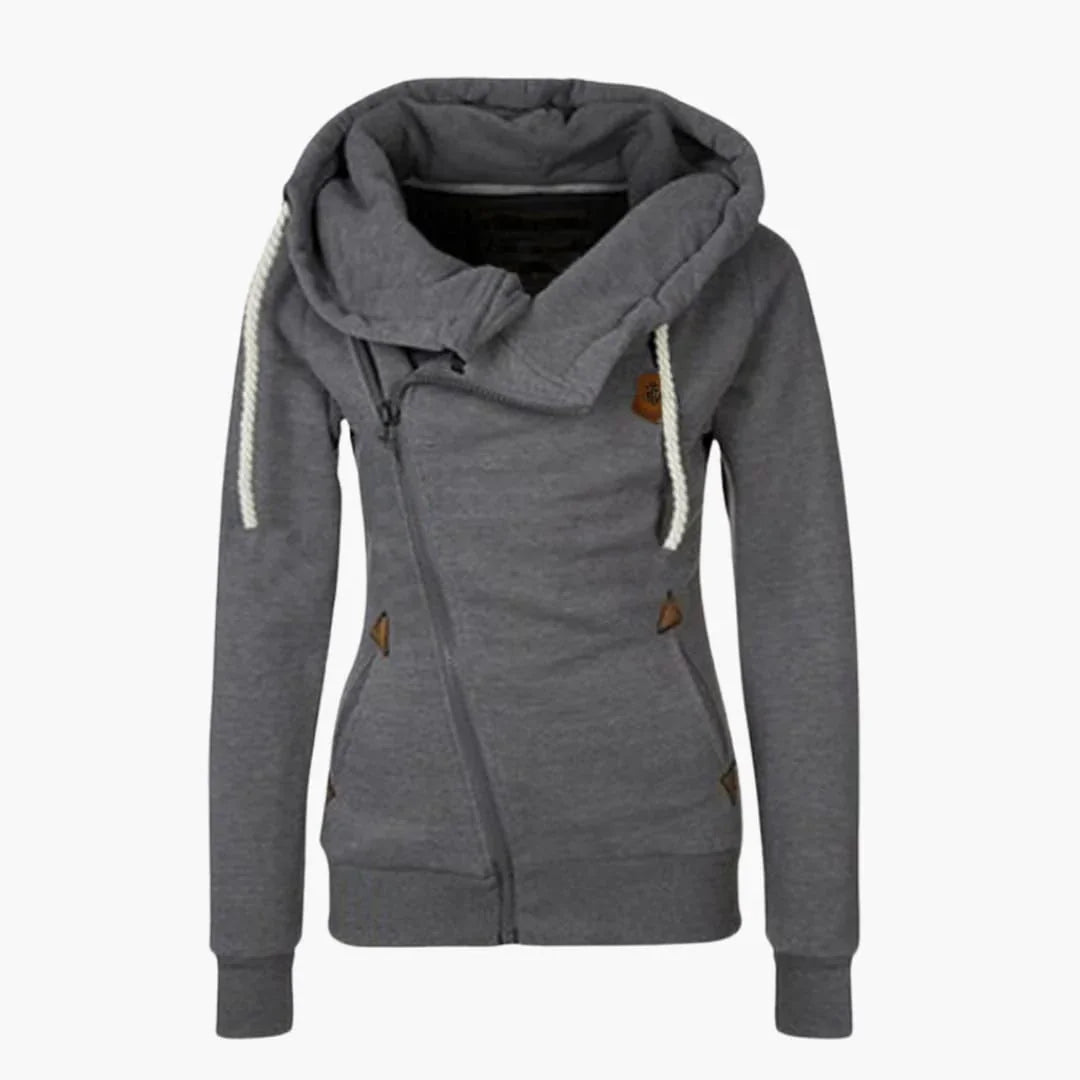 Damen-Kapuzenjacke mit Reißverschluss und Kordelzugkapuze