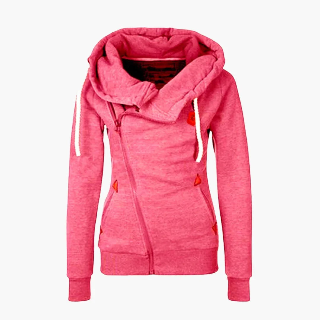 Damen-Kapuzenjacke mit Reißverschluss und Kordelzugkapuze