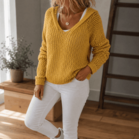 Damen-Kapuzenpullover aus Lochstrick