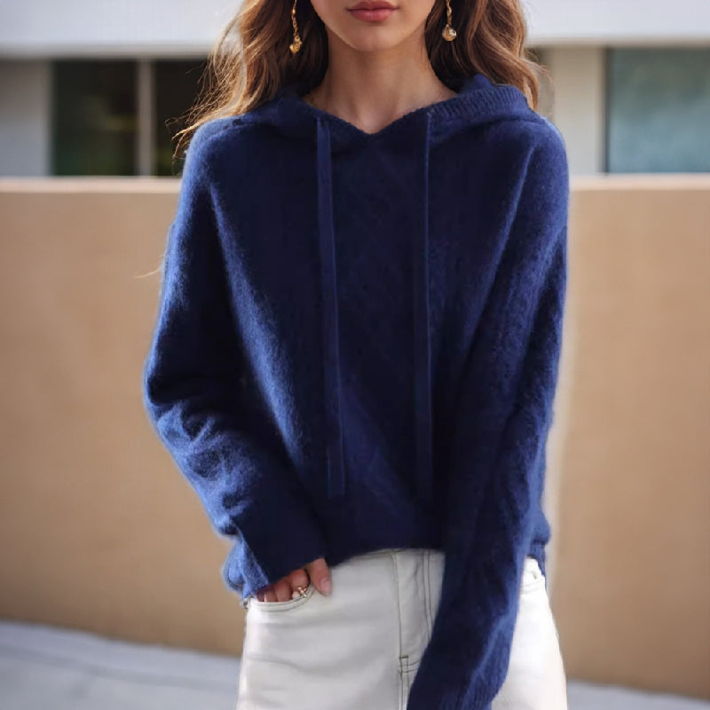 Damen-Kapuzenpullover mit Zopfmuster
