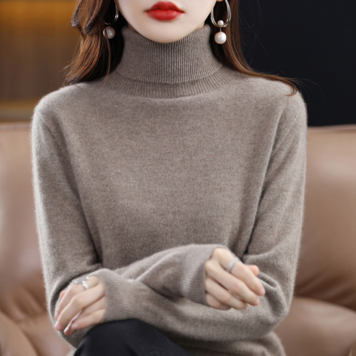 Damen-Kaschmir-Rollkragenpullover für den Winter