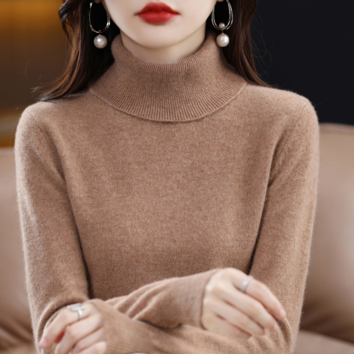 Damen-Kaschmir-Rollkragenpullover für den Winter