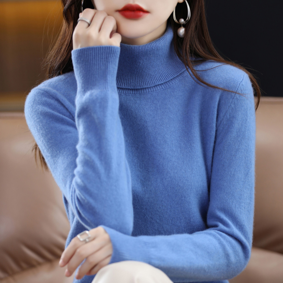 Damen-Kaschmir-Rollkragenpullover für den Winter