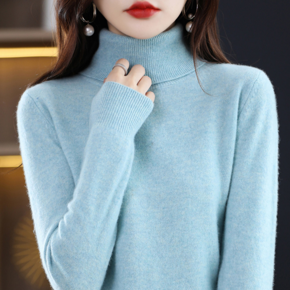 Damen-Kaschmir-Rollkragenpullover für den Winter