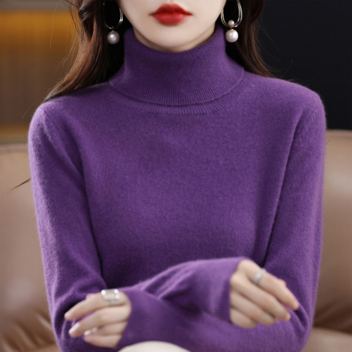 Damen-Kaschmir-Rollkragenpullover für den Winter