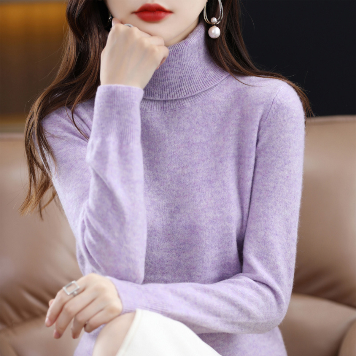 Damen-Kaschmir-Rollkragenpullover für den Winter