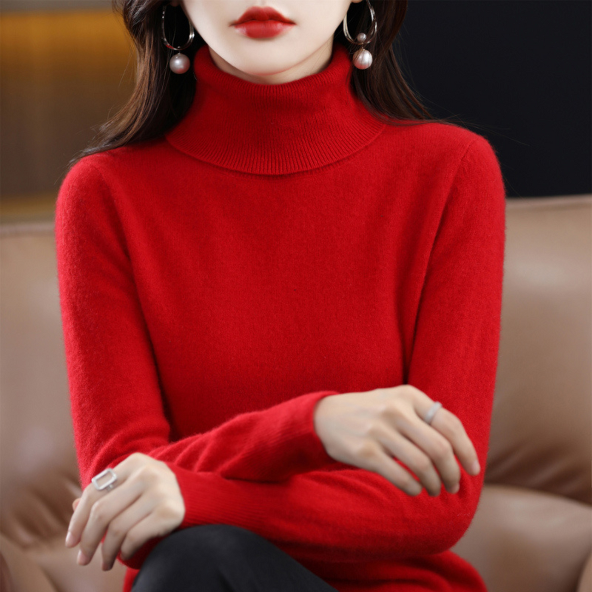 Damen-Kaschmir-Rollkragenpullover für den Winter
