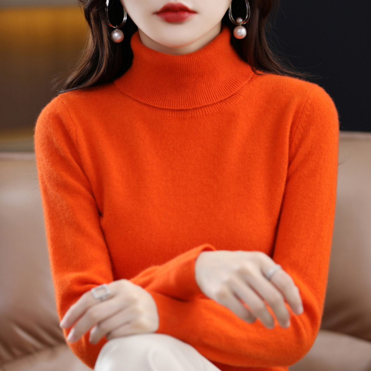 Damen-Kaschmir-Rollkragenpullover für den Winter