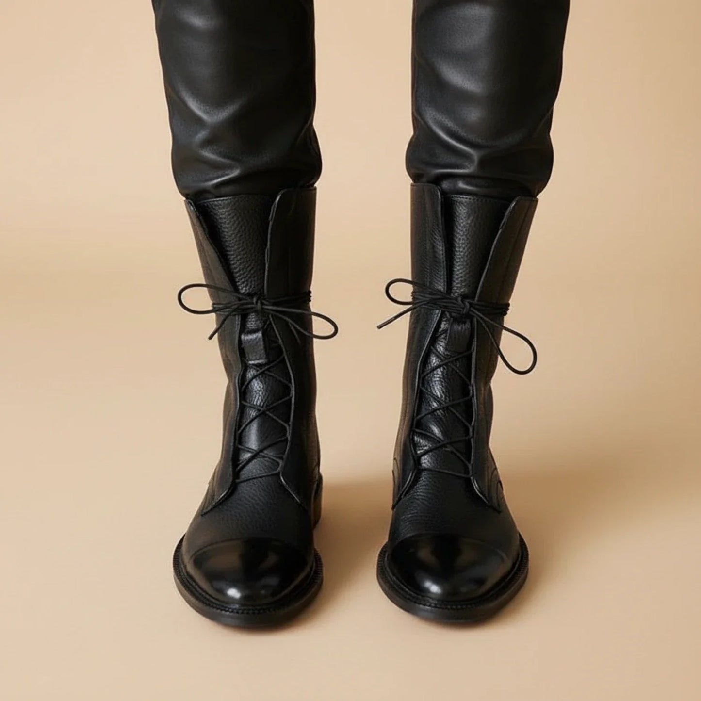 Damen-Leder-Schnürstiefeletten