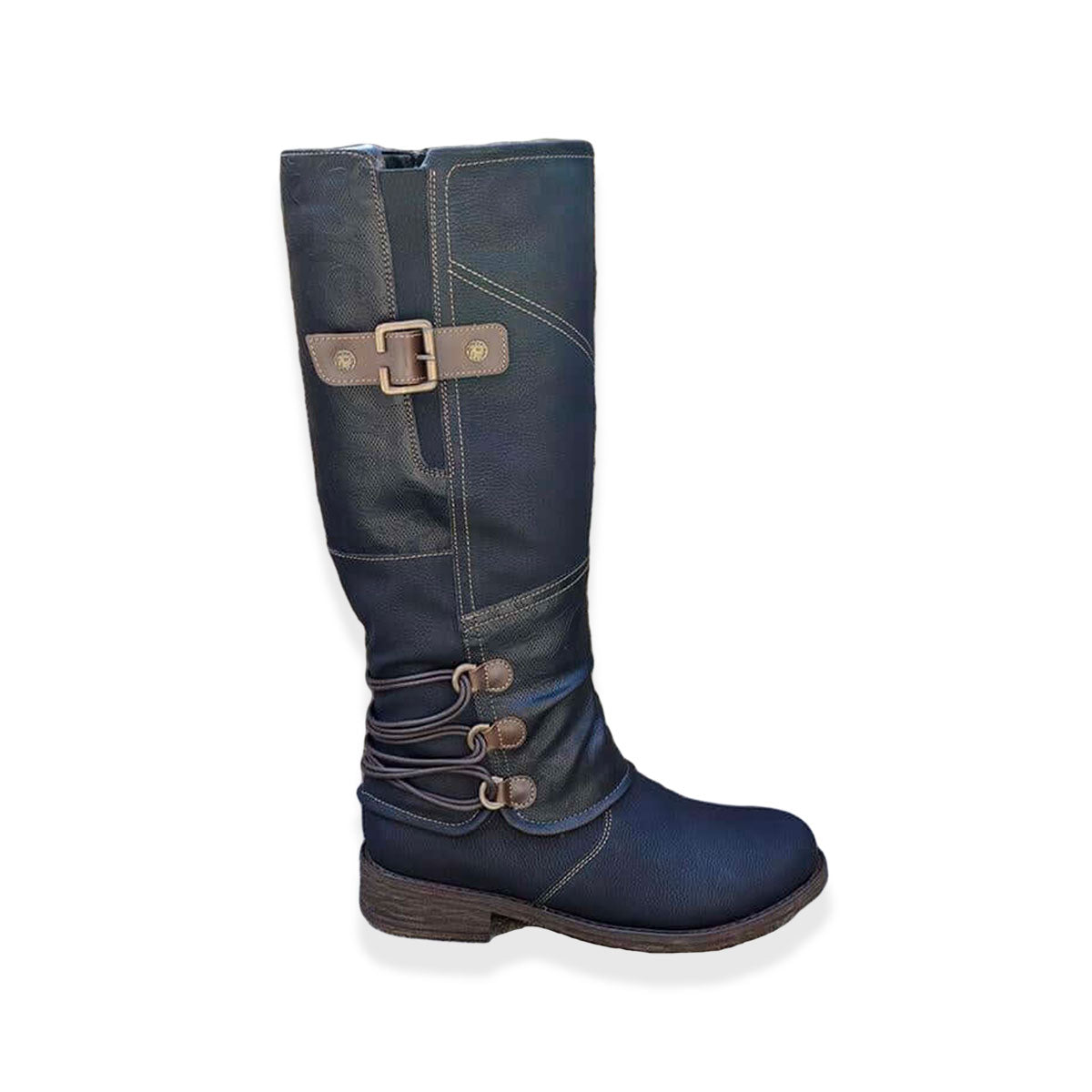 Damen-Lederstiefel im Vintage-Look mit Reißverschluss