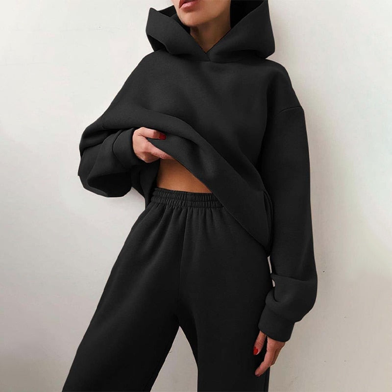 Damen-Loungewear-Set aus Hoodie und Jogginghose mit elastischem Bund
