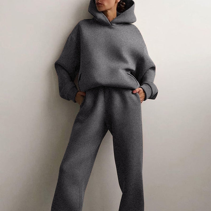 Damen-Loungewear-Set aus Hoodie und Jogginghose mit elastischem Bund