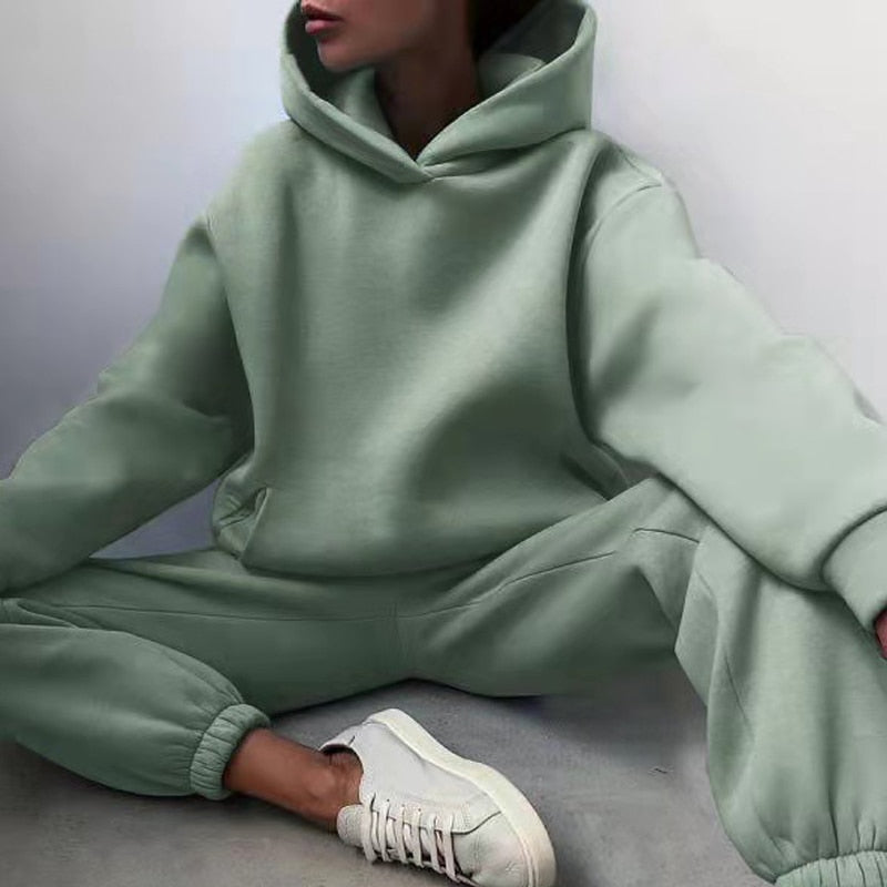Damen-Loungewear-Set aus Hoodie und Jogginghose mit elastischem Bund