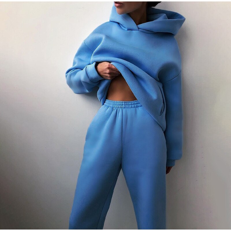 Damen-Loungewear-Set aus Hoodie und Jogginghose mit elastischem Bund