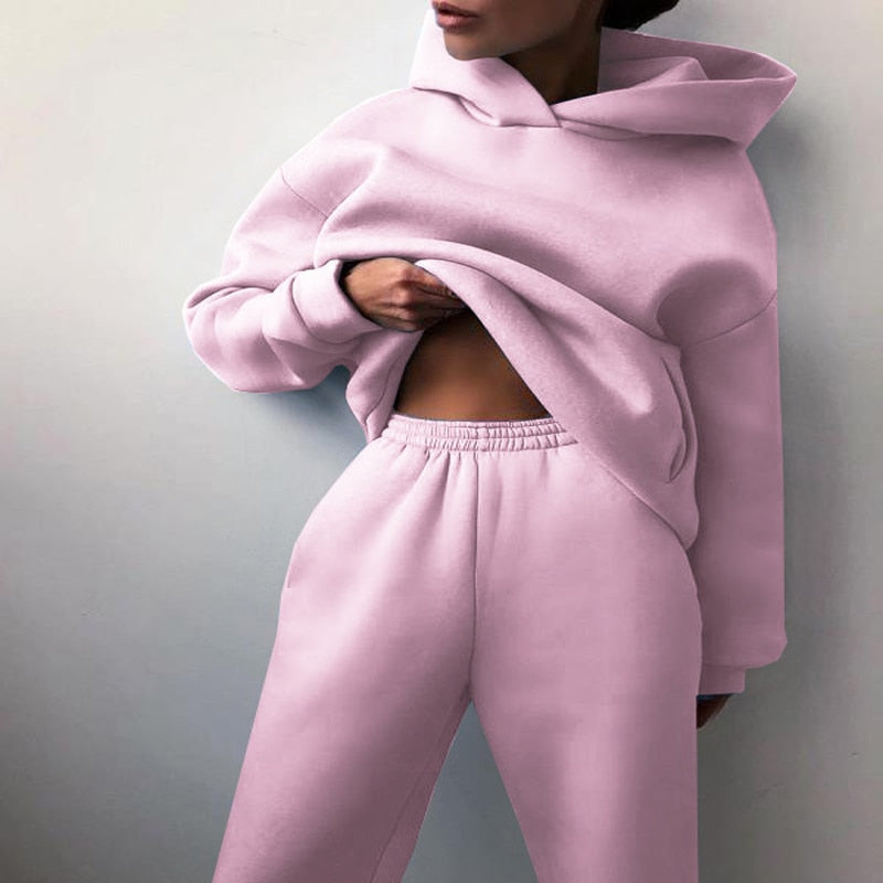 Damen-Loungewear-Set aus Hoodie und Jogginghose mit elastischem Bund