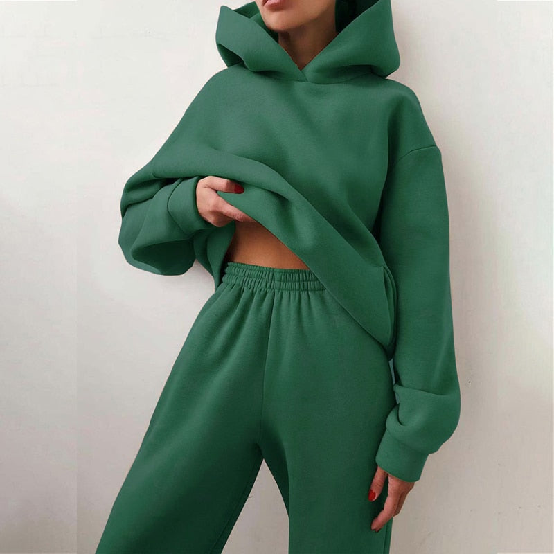Damen-Loungewear-Set aus Hoodie und Jogginghose mit elastischem Bund
