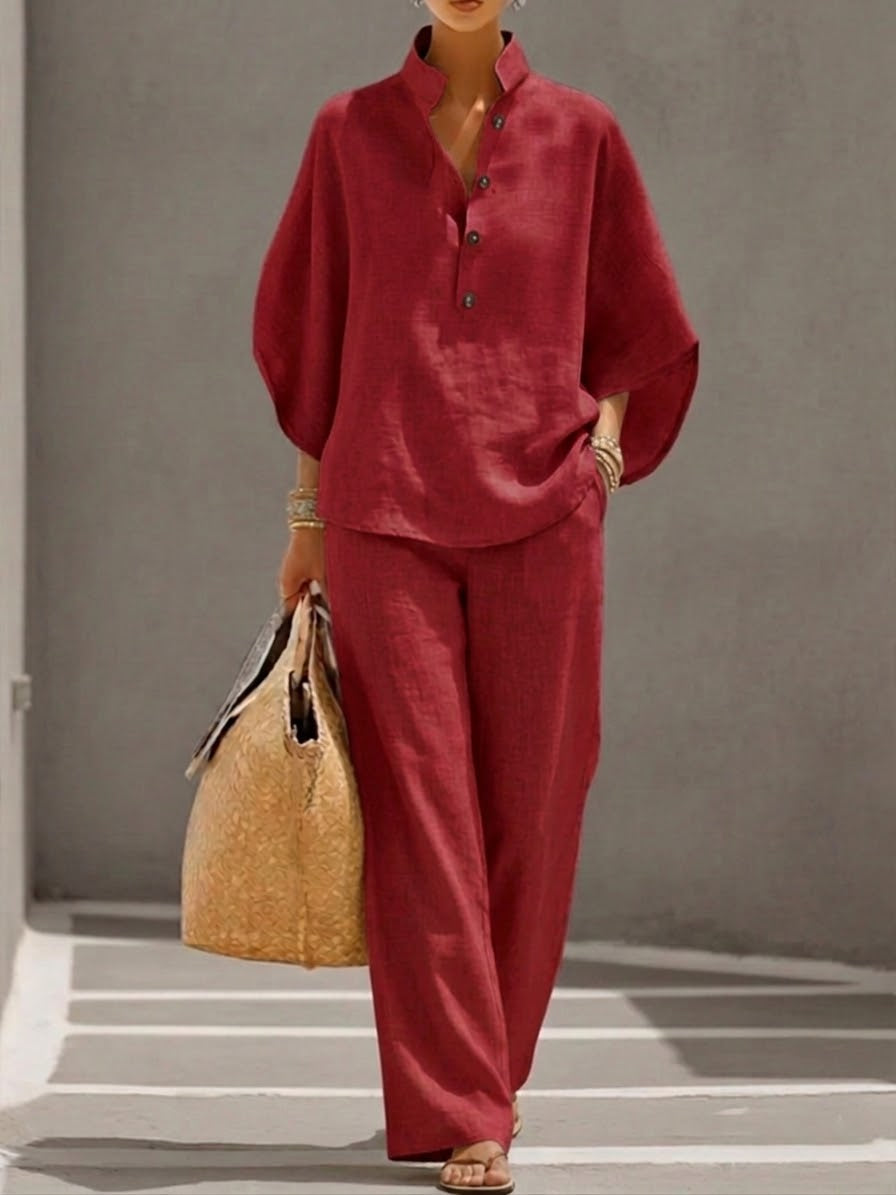 Damen-Loungewear-Set mit Stehkragen