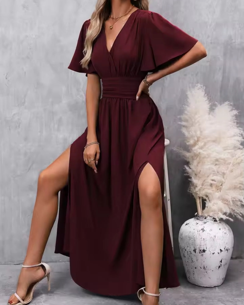 Damen-Maxikleid – Elegantes, figurbetontes Abendkleid mit Seitenschlitz