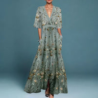 Damen-Maxikleid im Wickeldesign mit Blumenmuster