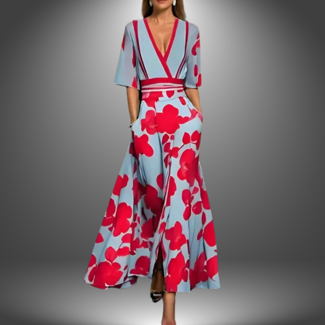 Damen-Maxikleid im Wickellook mit Blumenmuster