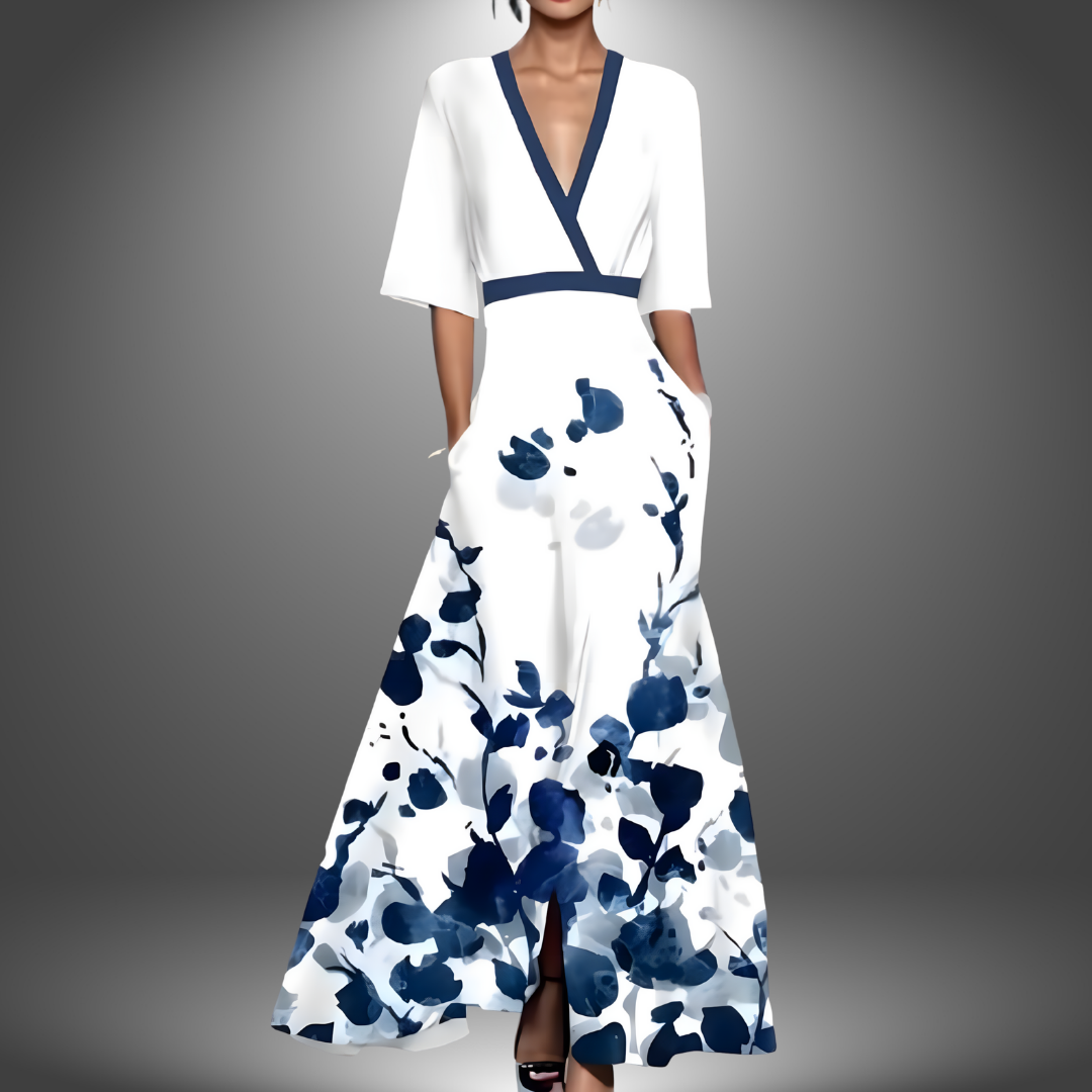 Damen-Maxikleid im Wickellook mit Blumenmuster