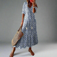 Damen-Maxikleid in A-Linie mit Blumenmuster