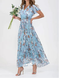 Damen-Maxikleid in A-Linie mit V-Ausschnitt