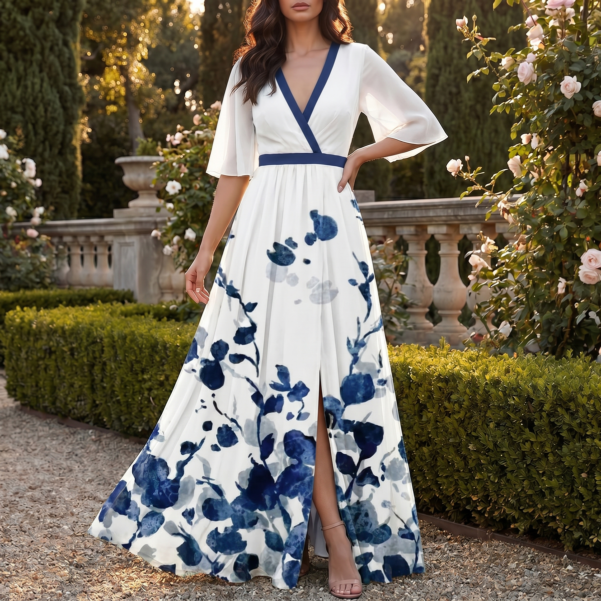 Damen-Maxikleid mit Blumenmuster | Leichtes, fließendes Sommerkleid