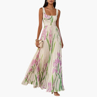 Damen-Maxikleid mit Blumenmuster und A-Linie