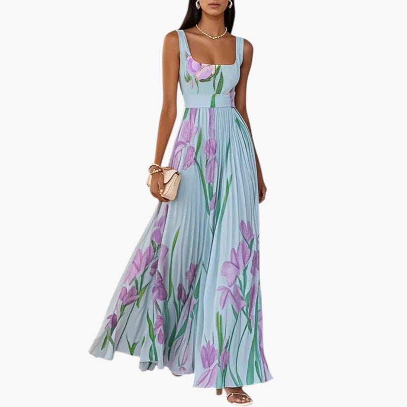 Damen-Maxikleid mit Blumenmuster und A-Linie