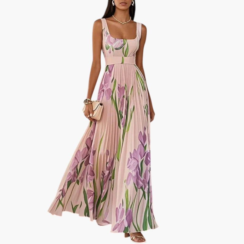 Damen-Maxikleid mit Blumenmuster und A-Linie